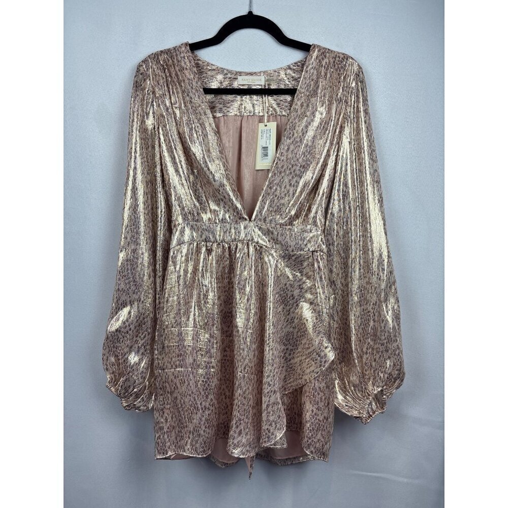 Women’s Ramy Brook Silk Gold Scale Printed Wrap Style Dress Sz 4
